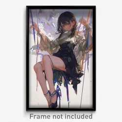 Anime Art Poster - Girl Feeling Cynicism Wearing Webbed Clothes Lift (Print)