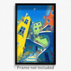 Art Poster - Square Swedish Architecture (Psychedelic Trippy Weird 11x17 Print)