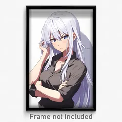 Anime Art Poster - Woman Feeling Infuriated Wearing Made Up Grey Shirt (Print)