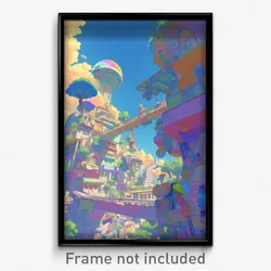 Art Poster - Distant Shantytown (Psychedelic Trippy Weird 11x17 Print)