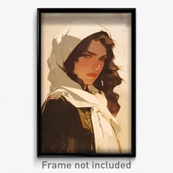 Art Poster - Women Feeling Anticipating Wearing Boiling White Neckerchief