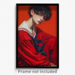 Anime Art Poster - Man Feeling Dazed Wearing Bumpy Red Sailor Collar (Print)