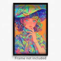 Art Poster - Girl Feeling Discontentment Wearing Old Fashioned Hat Bow (Print)