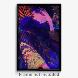 Anime Art Poster - Boy Feeling Sorrow Wearing Zigzag Fur Trimmed Dress (Print)