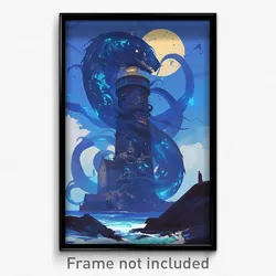 Art Poster - Monstrous Lighthouse (Psychedelic Trippy Weird 11x17 Print)