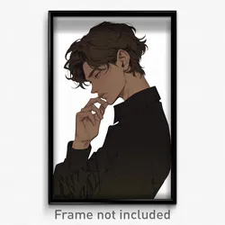 Anime Art Poster - Man Feeling Restlessness, Glamorous Black Shirt (Print)