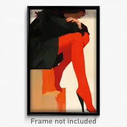 Art Poster - Woman Feeling Persevering Wearing Warped Red Legwear (Print)