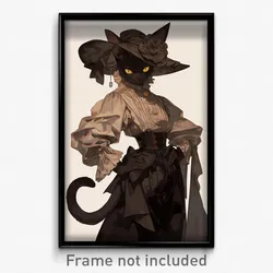 Art Poster - Black Cat Feeling Happiness Wearing Swanky Alt Clothes