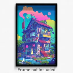 Art Poster - Drab House (Psychedelic Trippy Weird 11x17 Print)