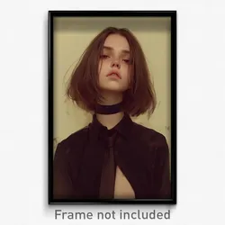 Art Poster - Girl Feeling Aggressive Wearing Dependent Black Necktie