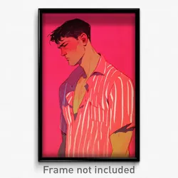 Art Poster - Man Feeling Humility Wearing Striped Pink Shirt (Print)