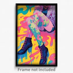 Art Poster - Woman Feeling Vicious, Different Ribbon Trimmed Legwear (Print)