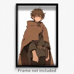 Anime Art Poster - Boy Feeling Anger Wearing Complex Brown Cloak (Print)
