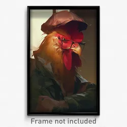 Art Poster - Chicken Feeling Angry Wearing Hideous Cabbie Hat
