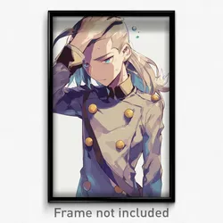 Anime Art Poster - Boy Feeling Overwhelmed, Silver Military Uniform (Print)