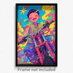 Anime Art Poster - Boy Feeling Fascination Wearing Humble Biker Clothes (Print)