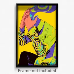 Anime Art Poster - Man Feeling Bored Wearing Warped Arm Ribbon (Print)