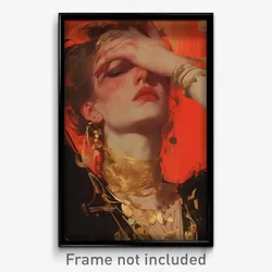 Art Poster - Woman Feeling Offended Wearing Soft Gold Necklace (Print)