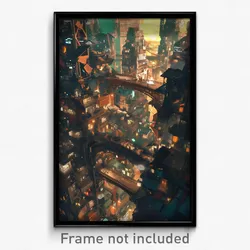 Art Poster - Dense Metropolis (Psychedelic Trippy Weird 11x17 Print)