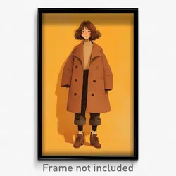 Art Poster - Girl Feeling Isolated Wearing Strange Brown Coat (Print)