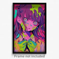 Anime Art Poster - Girl Feeling Undermined Wearing Klutzy Green Ribbon (Print)
