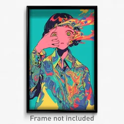 Anime Art Poster - Woman Feeling Enlightened, Steel Partially Unbuttoned (Print)