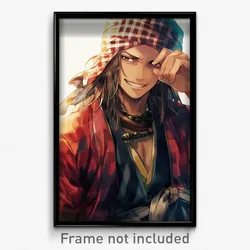 Anime Art Poster - Man Feeling Content Wearing Idealistic Plaid Headwear (Print)