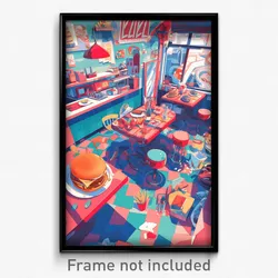Art Poster - Clean Burger Stand (Psychedelic Trippy Weird 11x17 Print)