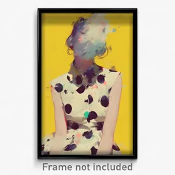 Art Poster - Woman Feeling Fury Wearing Soft Polka Dot Dress (Print)