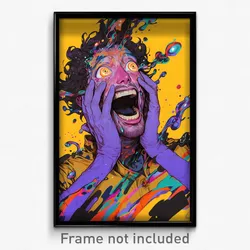 Art Poster - Man Feeling Excited Wearing Brown Purple Gloves (Print)