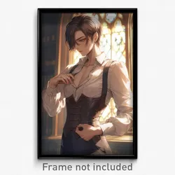 Anime Art Poster - Man Feeling Vigilance Wearing Shady Brown Corset (Print)