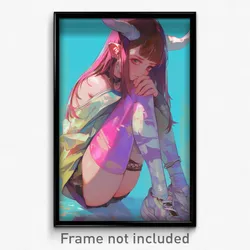 Anime Art Poster - Girl Feeling Regret Wearing Warlike Gradient Legwear (Print)