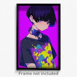 Anime Art Poster - Boy Feeling Homesickness Wearing Fancy Purple Choker (Print)