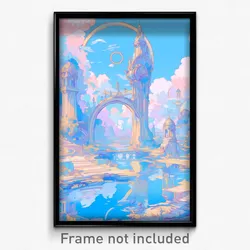 Art Poster - Sky Blue Wharf (Psychedelic Trippy Weird 11x17 Print)