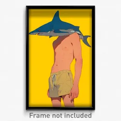 Art Poster - Sawfish Feeling Self Conscious Wearing Damaging Yellow Shorts