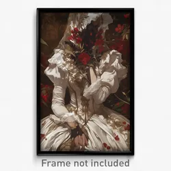 Art Poster - Woman Feeling Offended Wearing Gorgeous Dress Flower (Print)