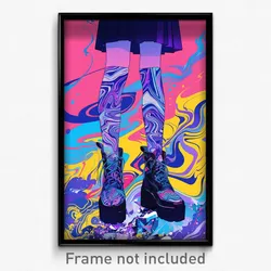 Art Poster - Girl Feeling Insecurity Wearing Silly Ribbed Legwear (Print)