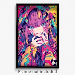 Anime Art Poster - Girl Feeling Joviality, Spectacular Pink Jacket (Print)