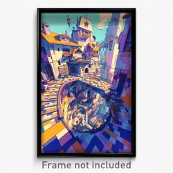 Art Poster - Animated Anime Architecture (Psychedelic Trippy Weird 11x17 Print)
