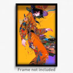 Art Poster - Girl Feeling Puzzled Wearing Immaculate Orange Jumpsuit (Print)