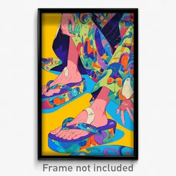 Anime Art Poster - Man Feeling Politeness, Kaleidoscopic Clog Sandals (Print)
