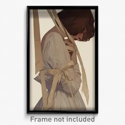 Art Poster - Woman Feeling Remorse Wearing Perfect Ribbon Trimmed Dress (Print)