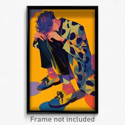 Art Poster - Boy Feeling Unsettled, Remarkable Multicolored Footwear (Print)