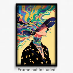 Art Poster - Woman Feeling Insulted Wearing Bubbly Hat Ribbon (Print)