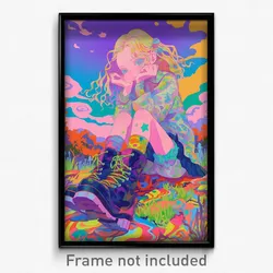 Anime Art Poster - Girl Feeling Insulted Wearing Comfortable Boots (Print)