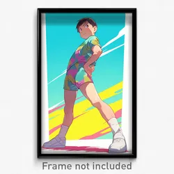 Anime Art Poster - Boy Feeling Worthy, Shady Multicolored Bodysuit (Print)