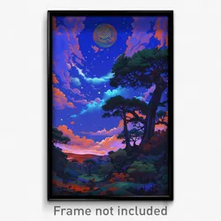 Art Poster - Starry Cloud Forest (Psychedelic Trippy Weird 11x17 Print)