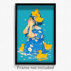Art Poster - Duck Feeling Self Loathing Wearing Upsetting Blue Dress