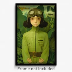 Art Poster - Woman Feeling Annoyance Wearing Imaginary Pilot Suit (Print)