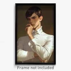 Art Poster - Boy Feeling Pensiveness Wearing French Tight Shirt (Print)